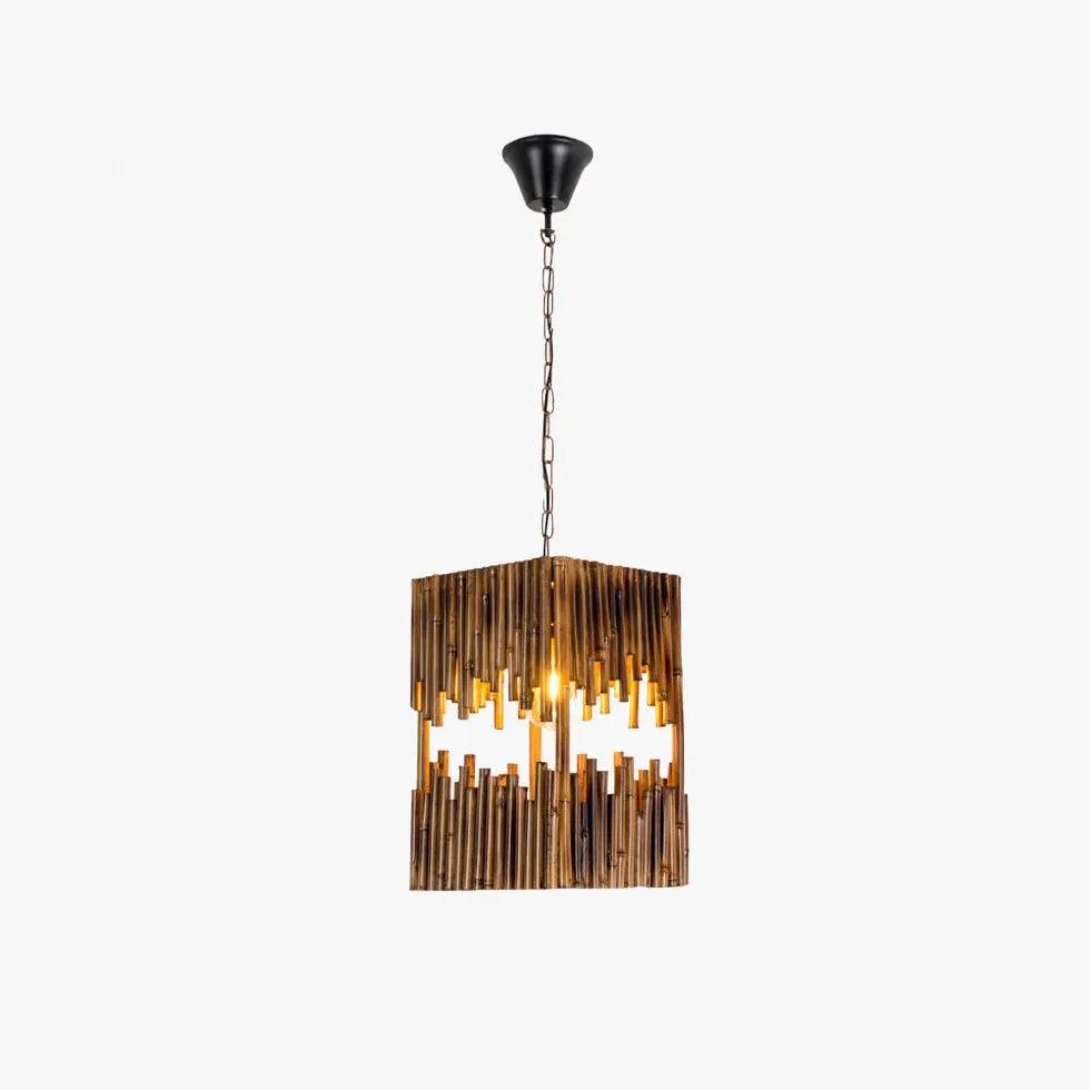 Rectangular Layered Design Wooden Vintage Pendant Light - Clowas