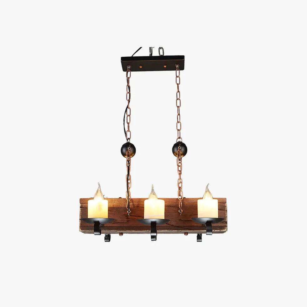Boat-Shaped Wooden Vintage Candle-Style Pendant Light - Clowas