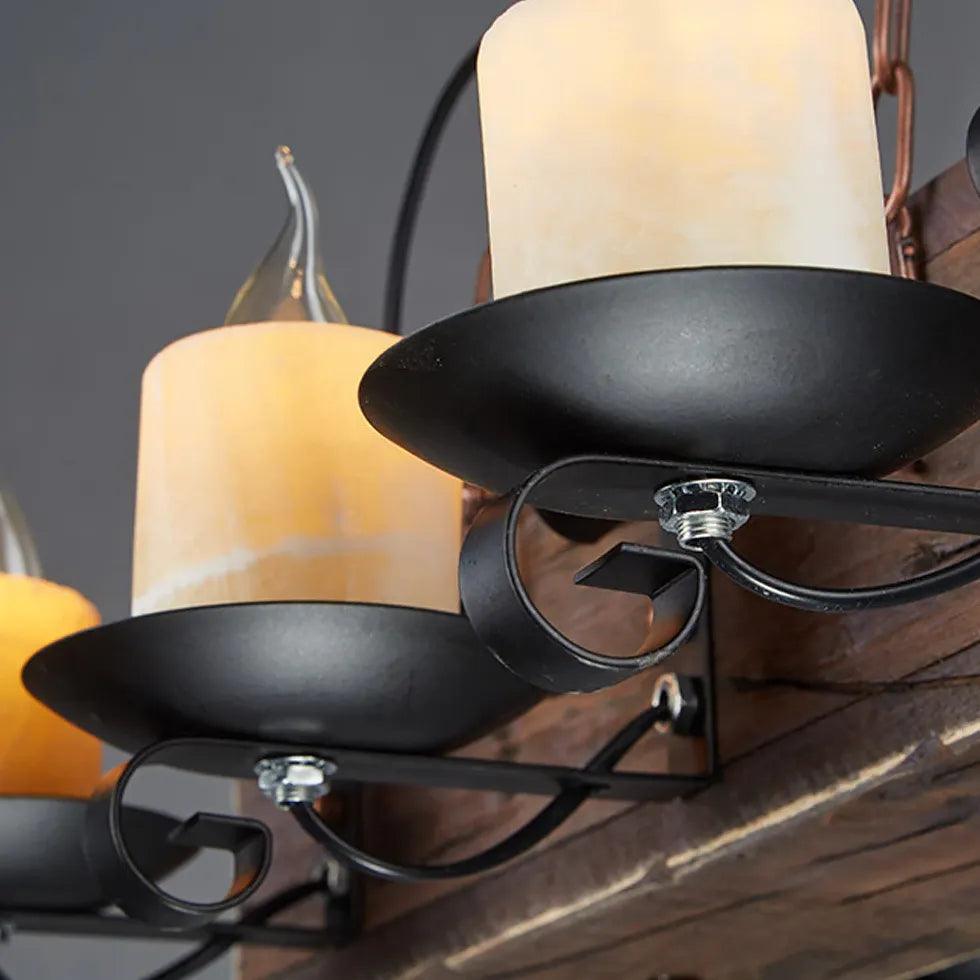 Boat-Shaped Wooden Vintage Candle-Style Pendant Light - Clowas