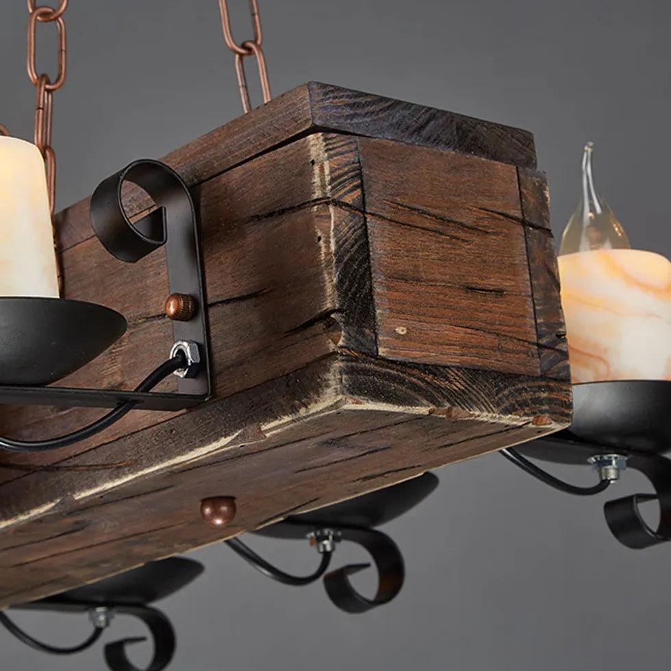Boat-Shaped Wooden Vintage Candle-Style Pendant Light - Clowas