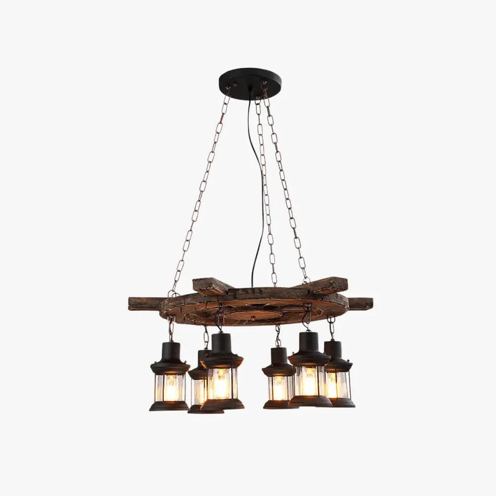 Wooden Frame Vintage Lantern Pendant Light - Clowas