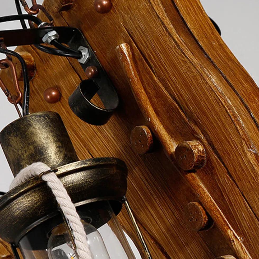 Anchor-Shaped Wooden Vintage Lantern Pendant Light - Clowas