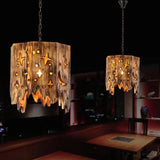 Vintage Industrial Carved Shipwood LED Pendant Light
