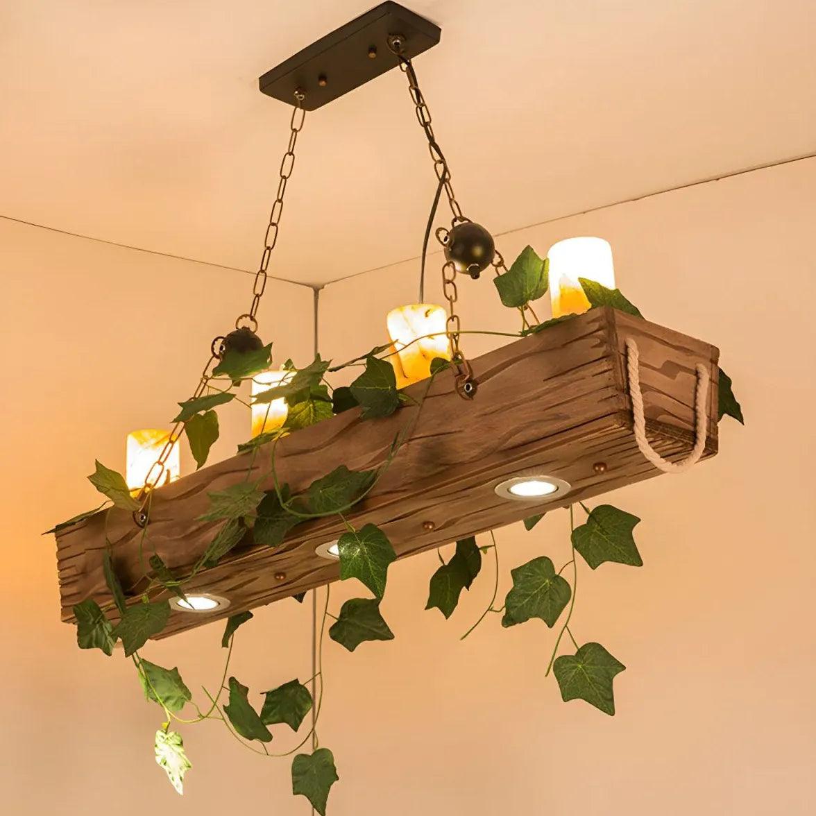 Rectangular Wooden Decor Dining Room Pendant Light - Clowas