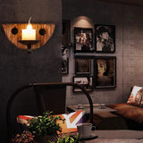 Half Smile Candle Wood Vintage Wall Lights - Clowas