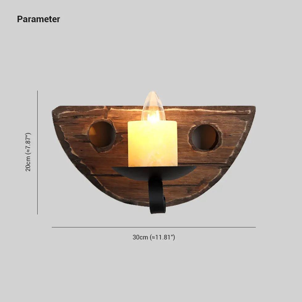 Half Smile Candle Wood Vintage Wall Lights - Clowas