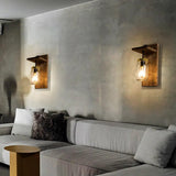 Glass Bottle Shade Vintage Wooden Wall Light - Clowas