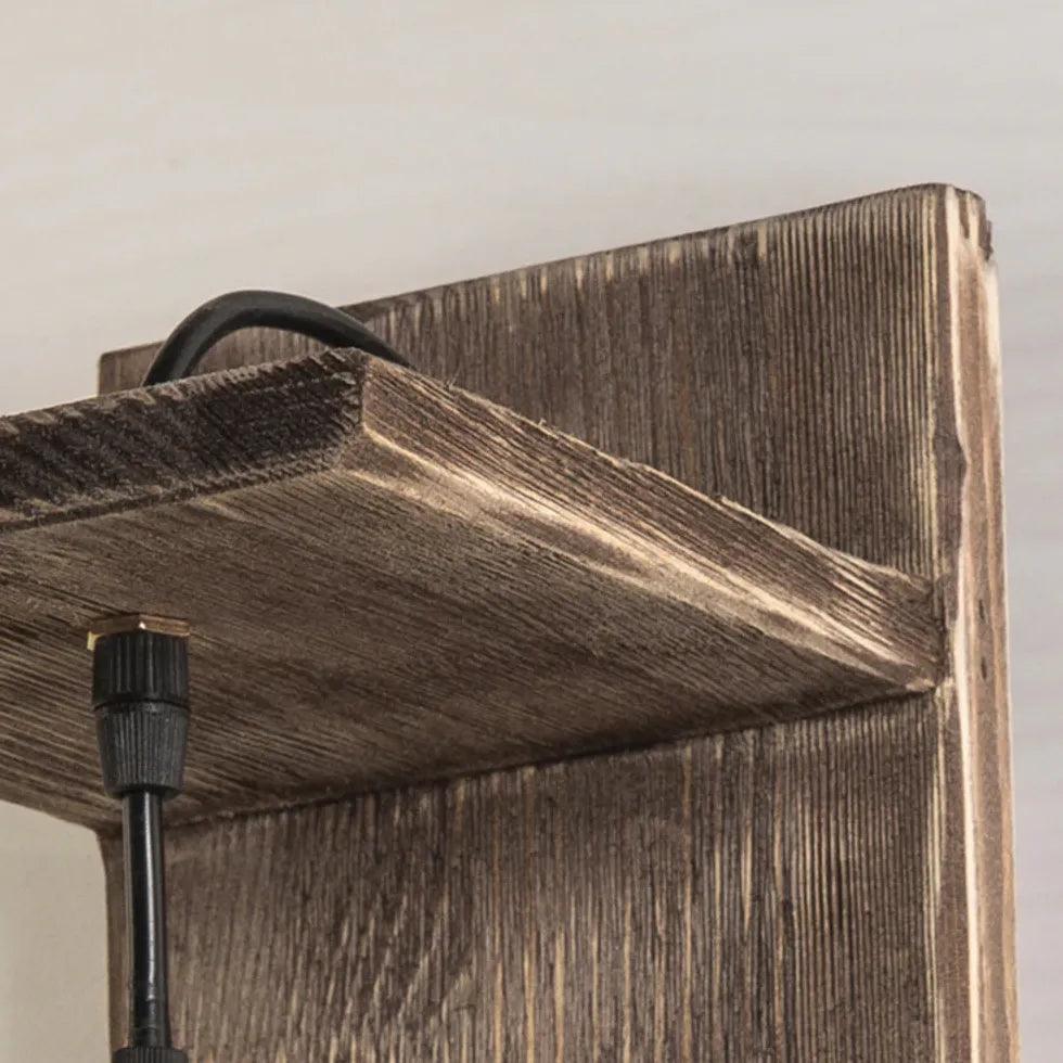 Glass Bottle Shade Vintage Wooden Wall Light - Clowas