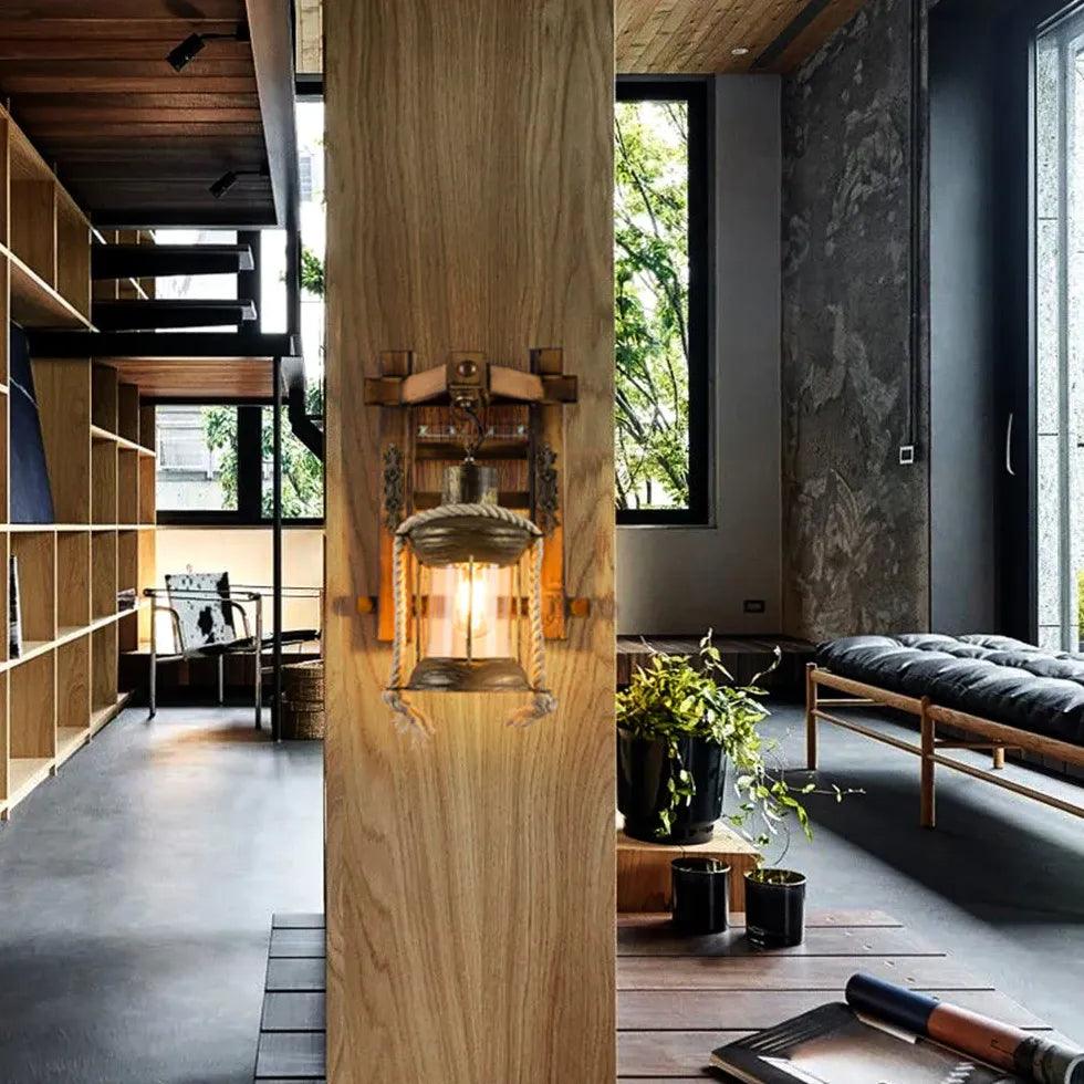 kerosene Wooden Vintage Wall Lights - Clowas