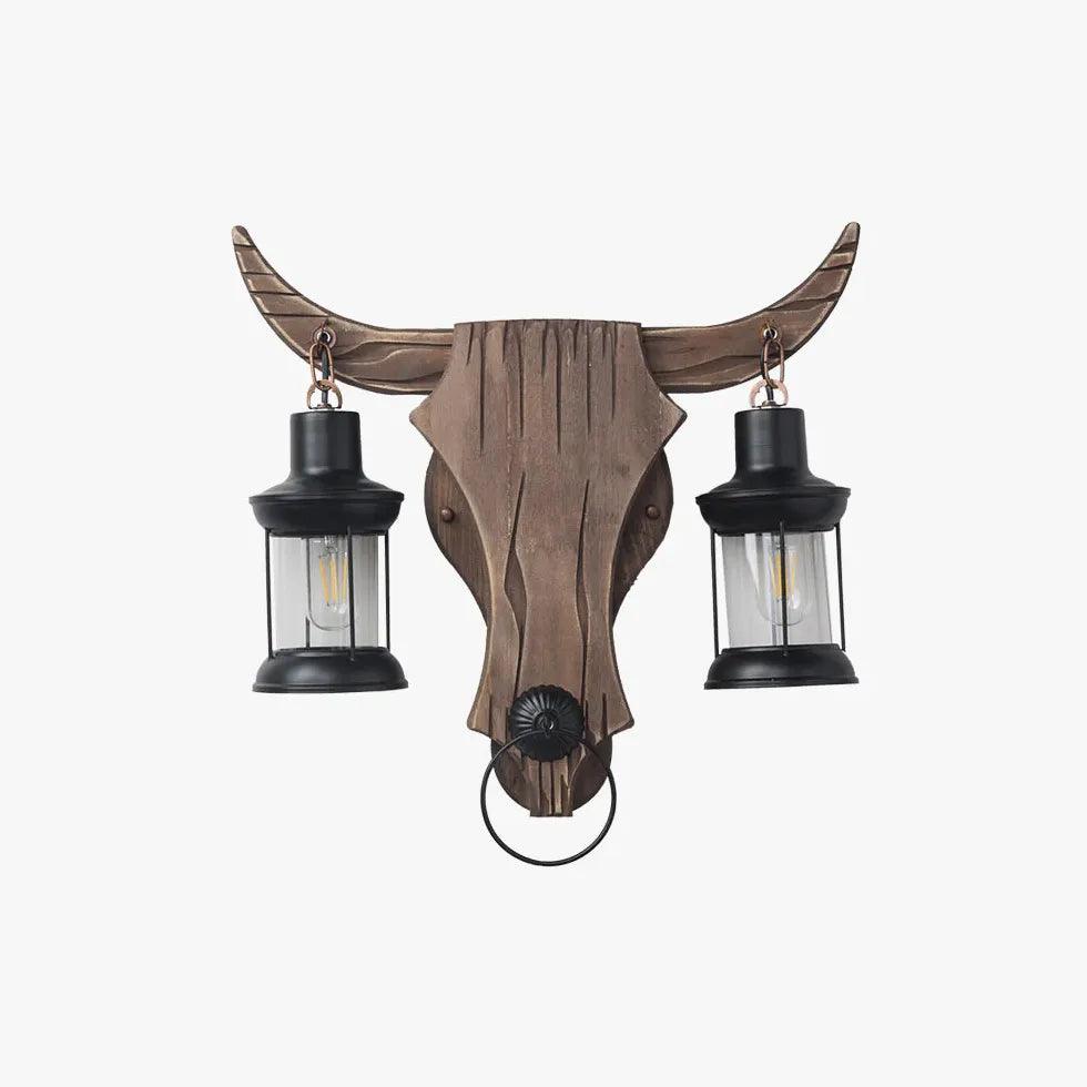 Bull Head Shaped Double Vintage Wall Lights - Clowas