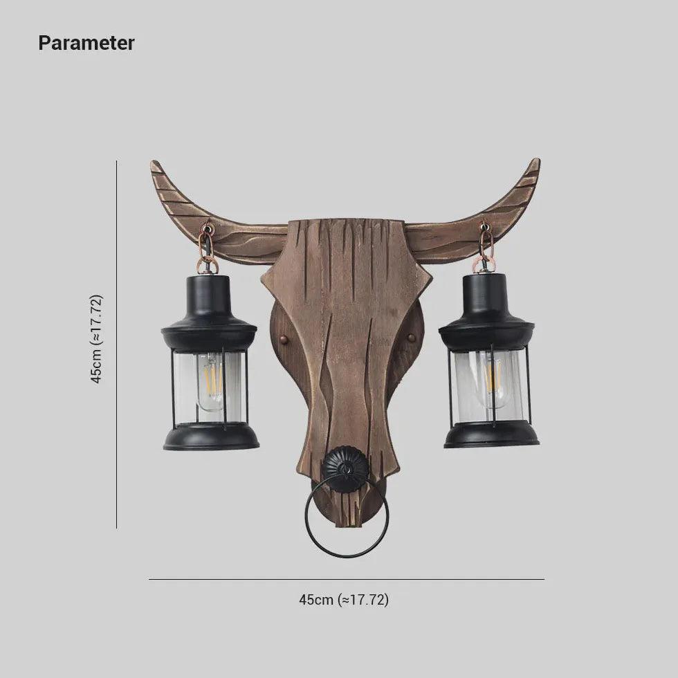 Bull Head Shaped Double Vintage Wall Lights - Clowas