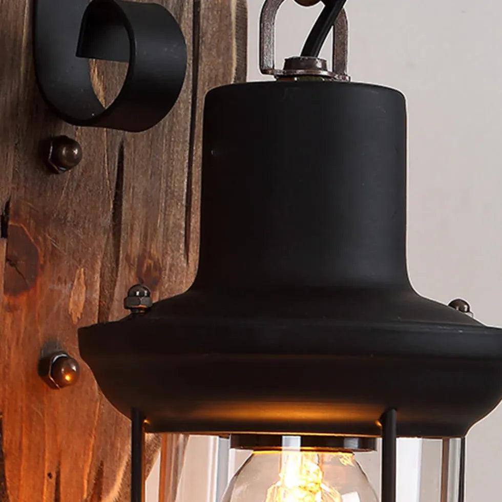 Lantern-Shaped Vintage Wooden Wall Light - Clowas
