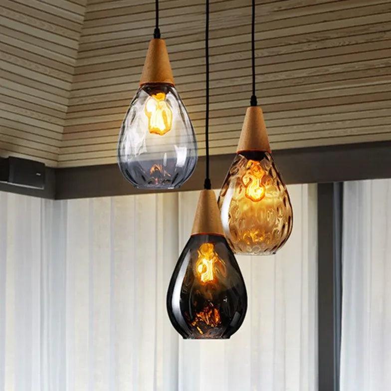 Teardrop Colored Glass Shade Vintage Pendant Light - Clowas