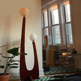 Spherical Lampshade Streamlined Wooden Floor Lamp - Clowas