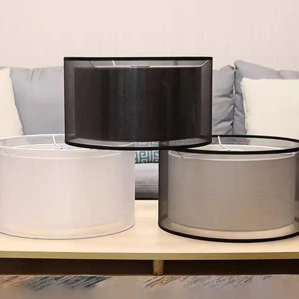 Cylindrical Black Mesh Plug-In Floor Lamp - Clowas