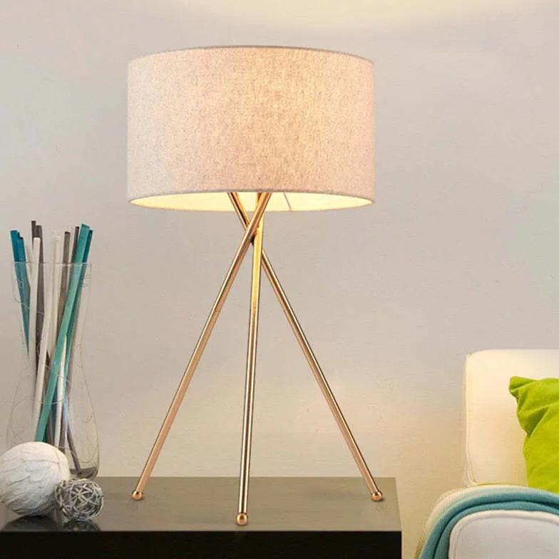 Beige Round Shade Tripod Floor Lamp - Clowas