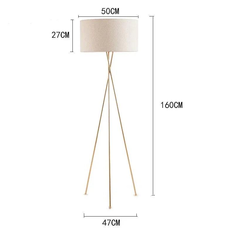 Beige Round Shade Tripod Floor Lamp - Clowas