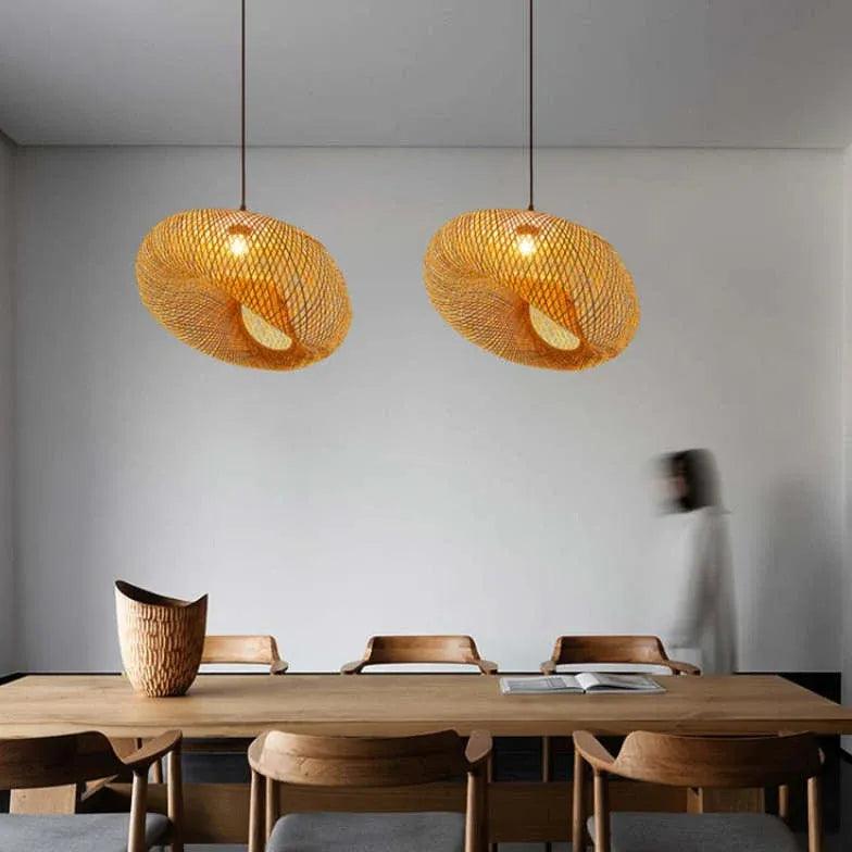 Bamboo Woven Rattan Dining Decorative Pendant Light - Clowas