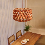 Contemporary Creative Woven Wood Pendant Light