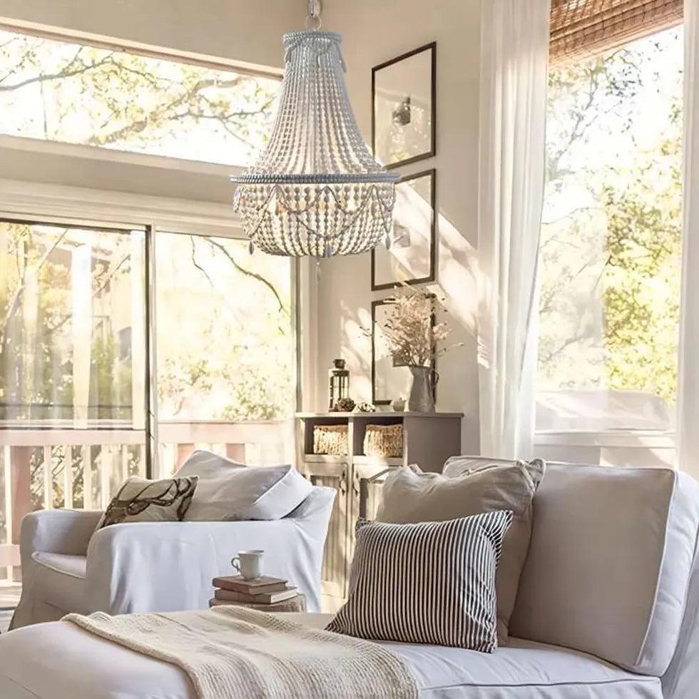 Wooden Beads Hanging Pendant Lights for Living Room