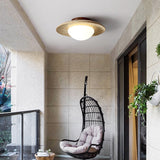 Modern Japanese Yellow Limestone Wood Ceiling Light