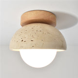 Modern Japanese Yellow Limestone Wood Ceiling Light