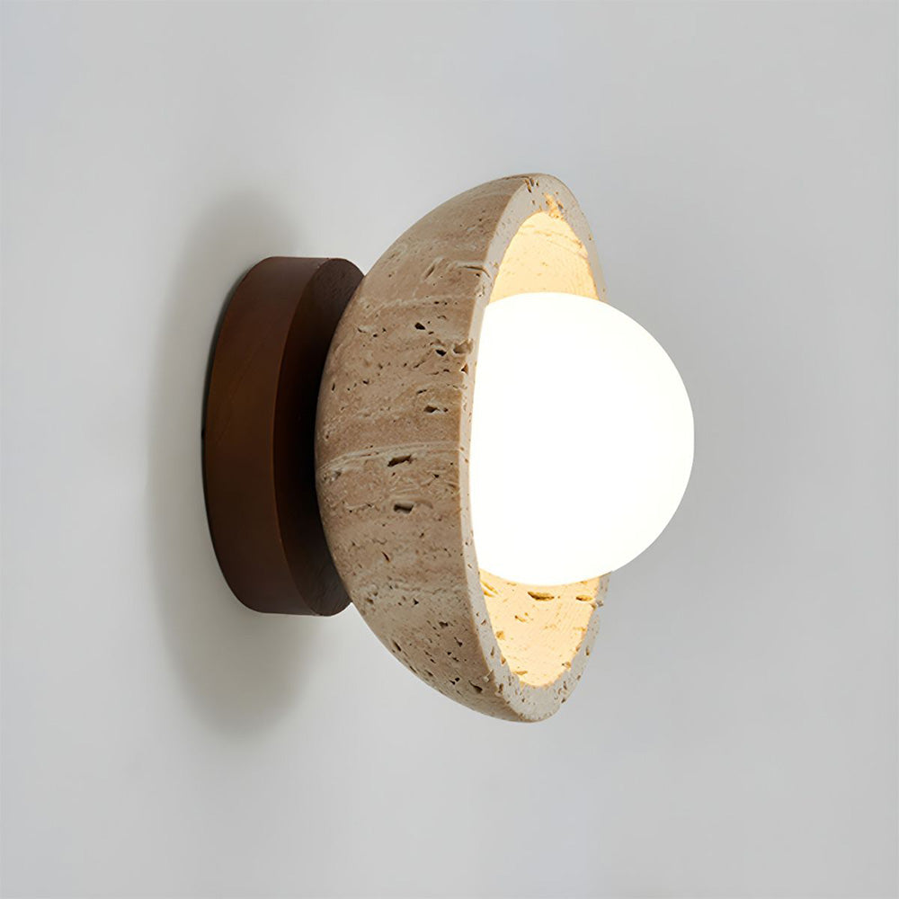Modern Japanese Yellow Limestone Wood Ceiling Light