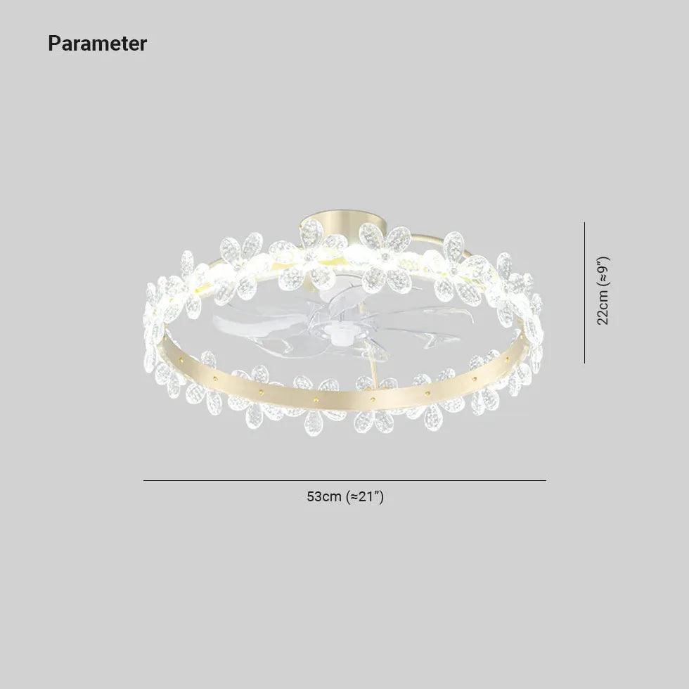 Gold Floral Ring Frame Ceiling Fan Light - Clowas