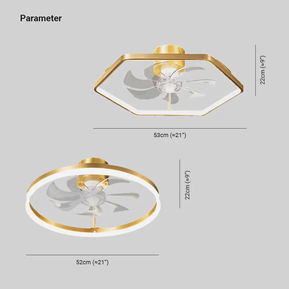 Gold Floral Ring Frame Ceiling Fan Light - Clowas