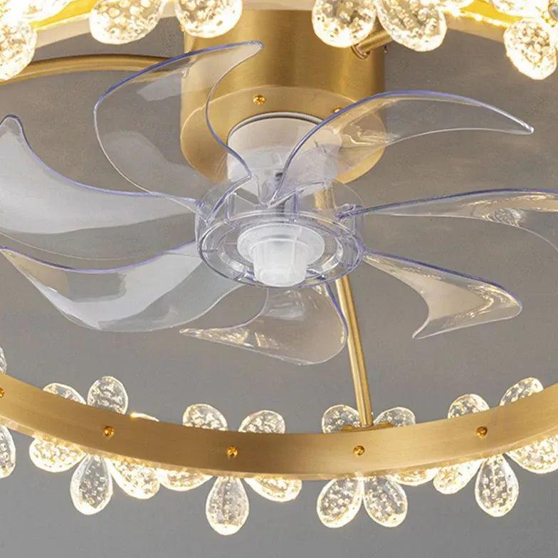 Gold Floral Ring Frame Ceiling Fan Light - Clowas