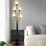 Flower-Shaped Shade Black Metal Floor Lamp - Clowas