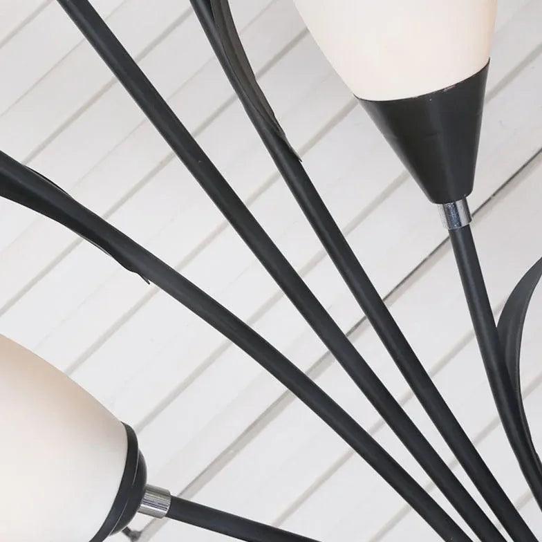 Flower-Shaped Shade Black Metal Floor Lamp - Clowas