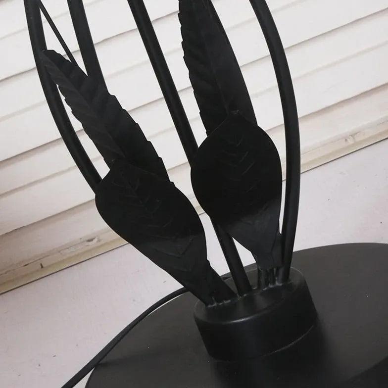 Flower-Shaped Shade Black Metal Floor Lamp - Clowas