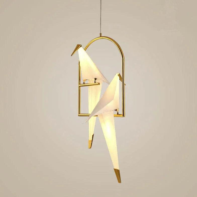 Bird-Shaped Ring Glass Gold Pendant Light - Clowas
