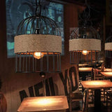 Industrial Pendant Light Fitting with Woven Rope Detail