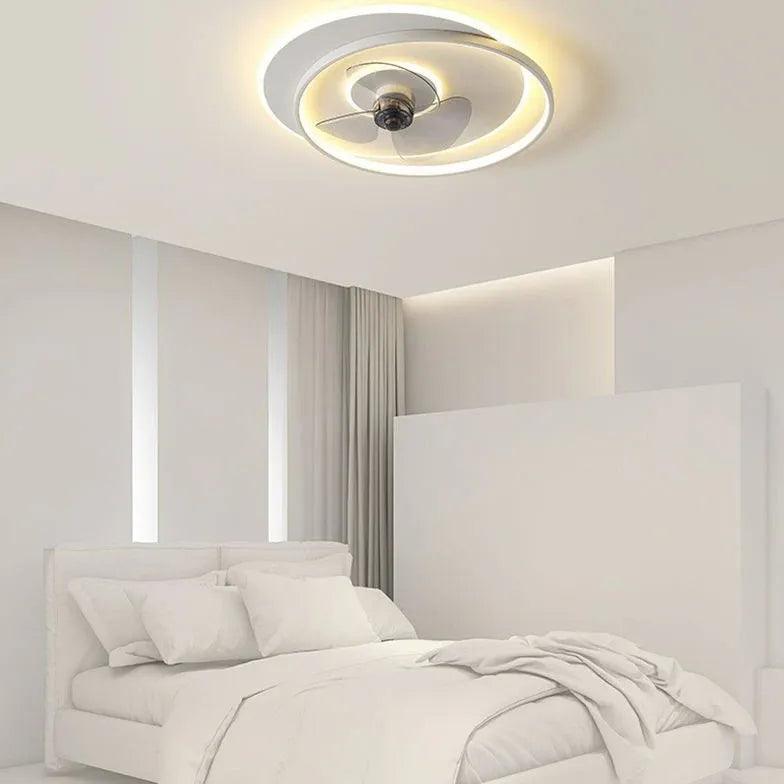 Black and White LED Modern Bedroom Fan Light - Clowas
