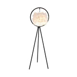Black Circular Feather Tripod Floor Lamp - Clowas