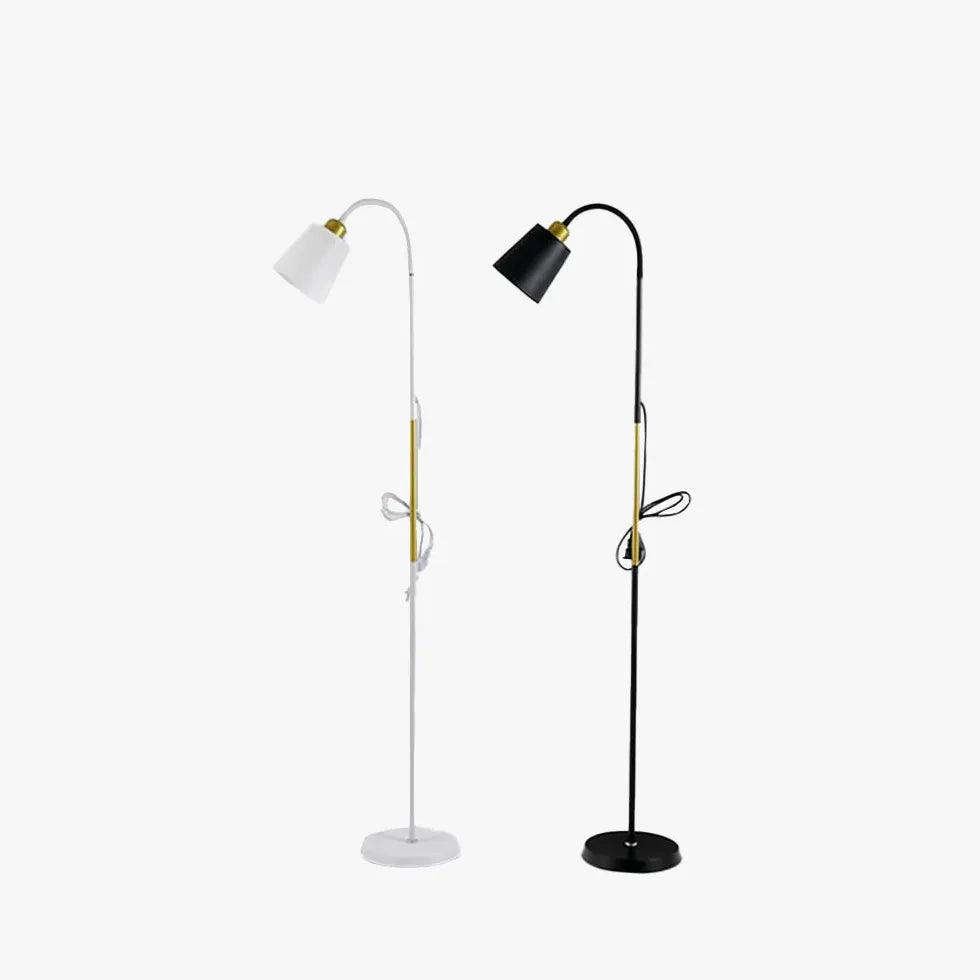 Black Curved Arm Modern Floor Lamp - Clowas