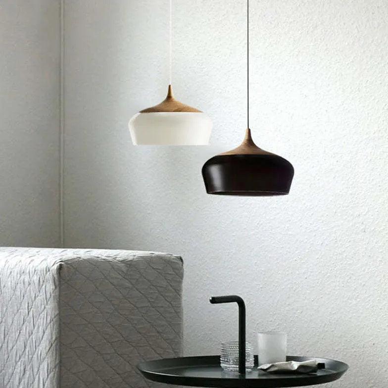 Black Elegant Feather Wood Pendant Light - Clowas