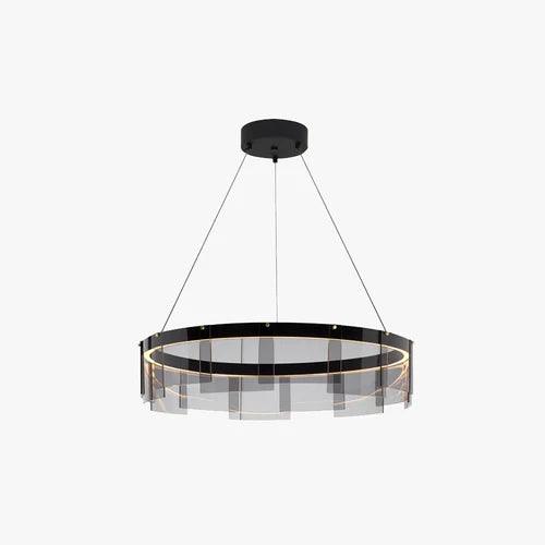 Black Glass Circle Living Room Pendant Light - Clowas