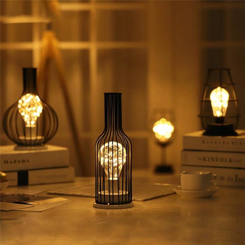 Small Black LED Iron Table Lamp
