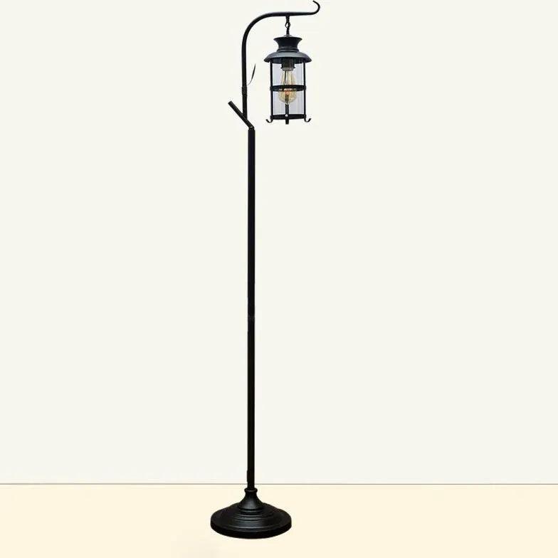Black Lantern Style with Tray Floor Lamp - Clowas