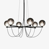 Black Metal Frame Gray Glass Ball Chandelier - Clowas
