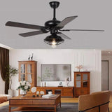 Black Metal Shade Vintage Industrial Ceiling Fan Light - Clowas