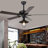 Black Metal Shade Vintage Industrial Ceiling Fan Light - Clowas