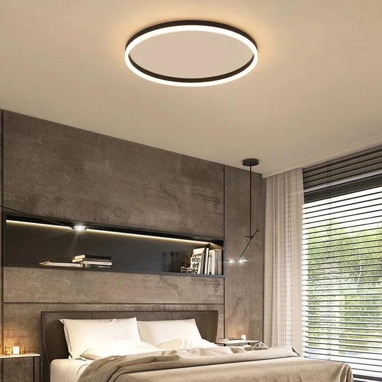 Ultra Thin Black Round Ceiling Light for Bedroom