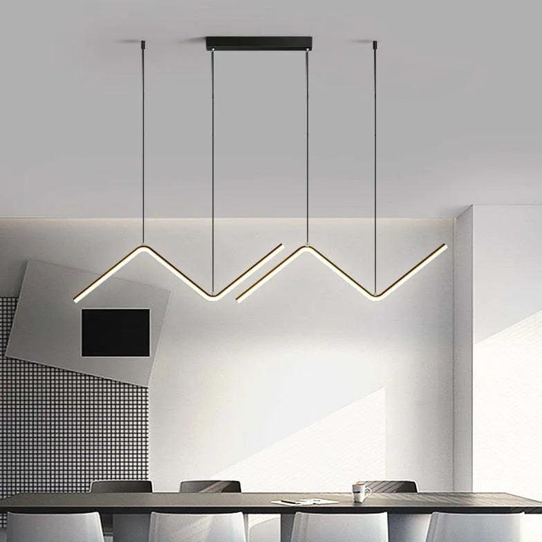 Black Modern Wavy Linear Chandelier - Clowas