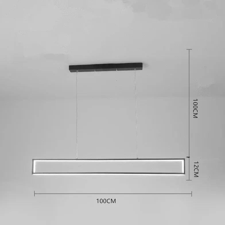Black Rectangular Metal LED Kitchen Pendant Light - Clowas