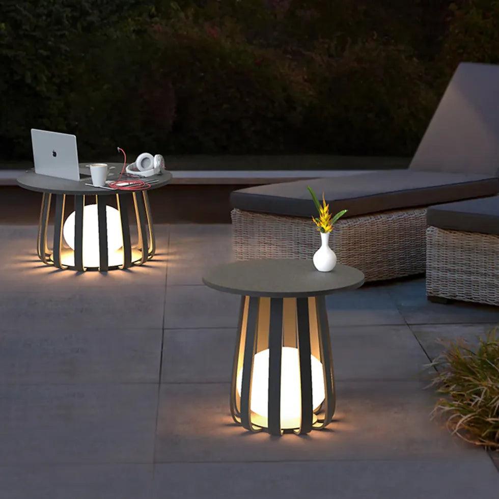 Black Table Garden Outdoor Floor Lamps - Clowas