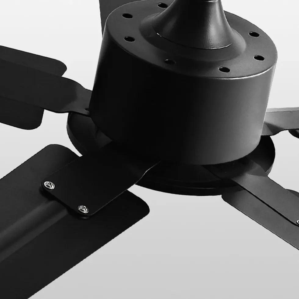 Black Three-Blade Industrial Dining Ceiling Fan - Clowas